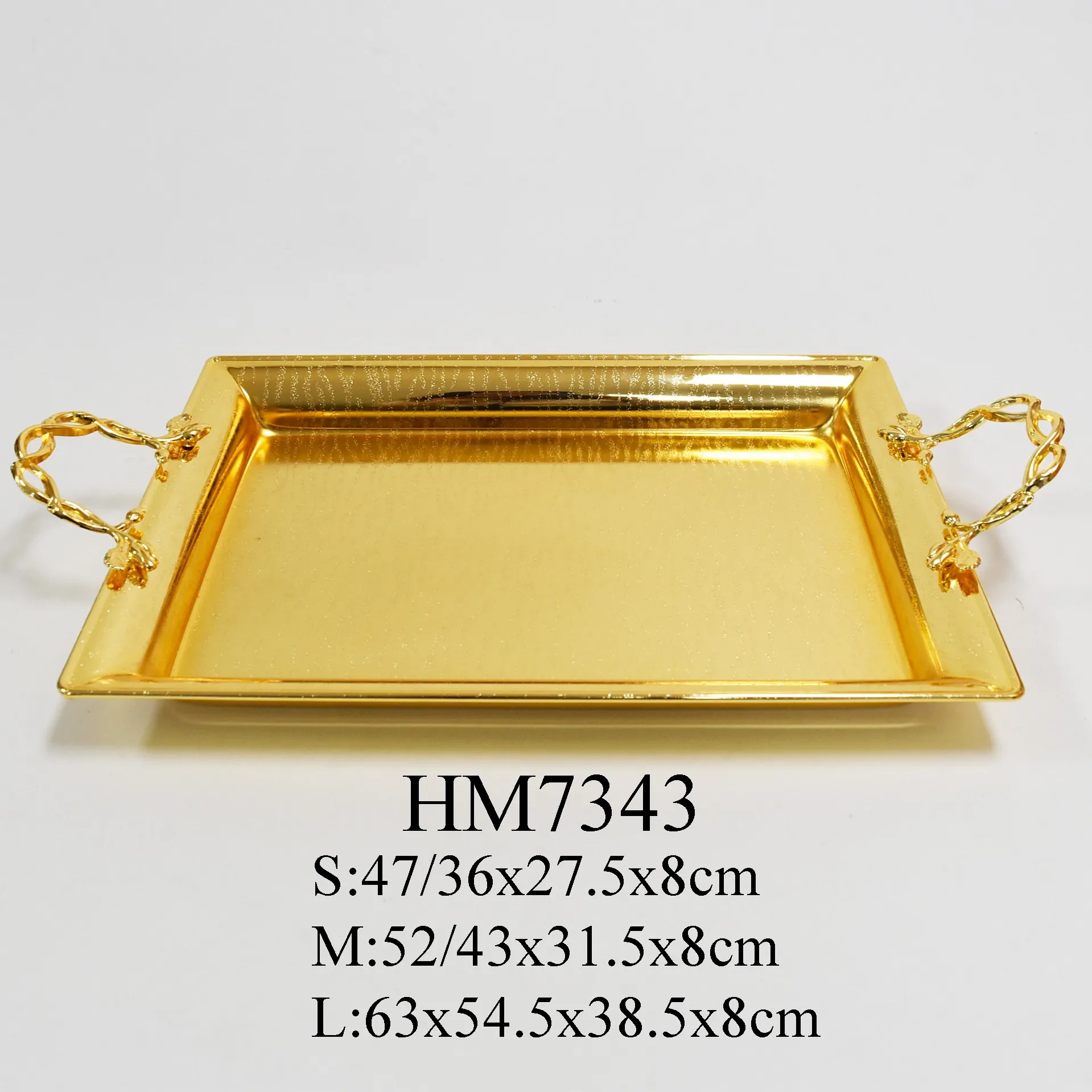 German silver metal gold plated dry fruit plate cake cookie serving tray with handle