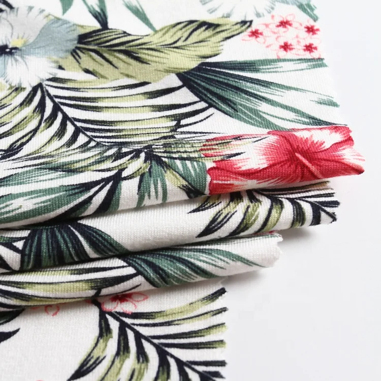 
Floral brush knitted textile stretch dty brush print fabric polyester spandex fabric and textiles for clothing 