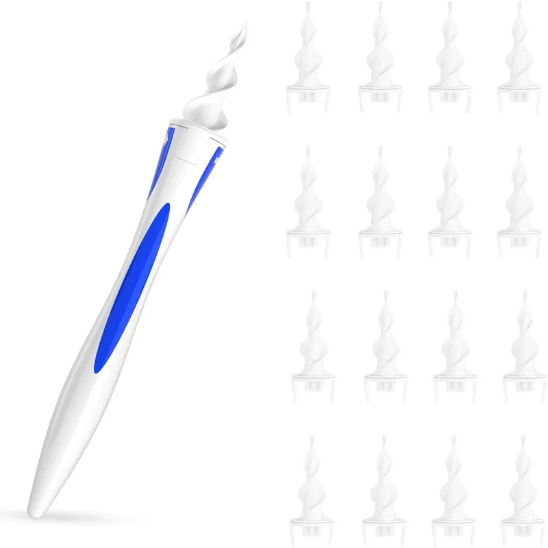 Q-Грипсы для удаления ушного воска, силиконовый мягкий спиральный инструмент для удаления ушного воска с 16 сменными головками