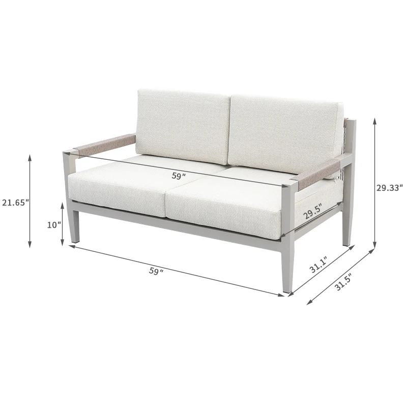 Wholesale Luxury Comfortable Deep Seating Outdoor Aluminum Frame Rope Woven Lounge Garden Patio Terrace Sofa Set