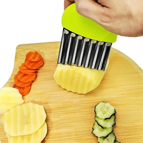 Kitchen Tools Stainless Steel Crinkle Potato Carrot Manual Wavy Potato Chipper French Fries Cutter