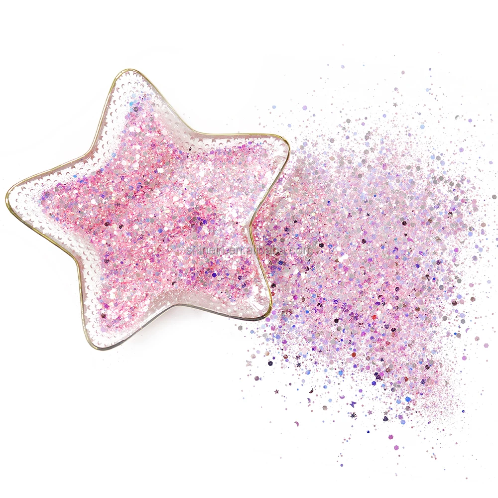 Shinein Eco Friendly Wholesale Holographic Chunky Glitter Powder fine glitter for Face Body Hair Nail Art Tumbler Crafts