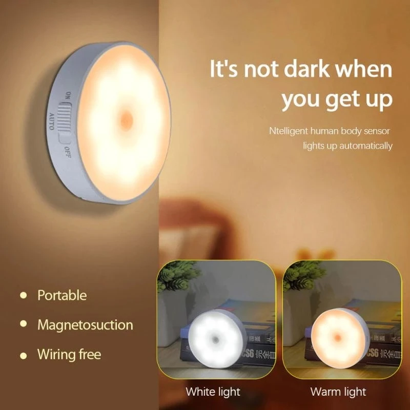 Led night light motion sensor wireless usb 0.5w rechargeable PIR motion sensor night light diy night light for bedroom