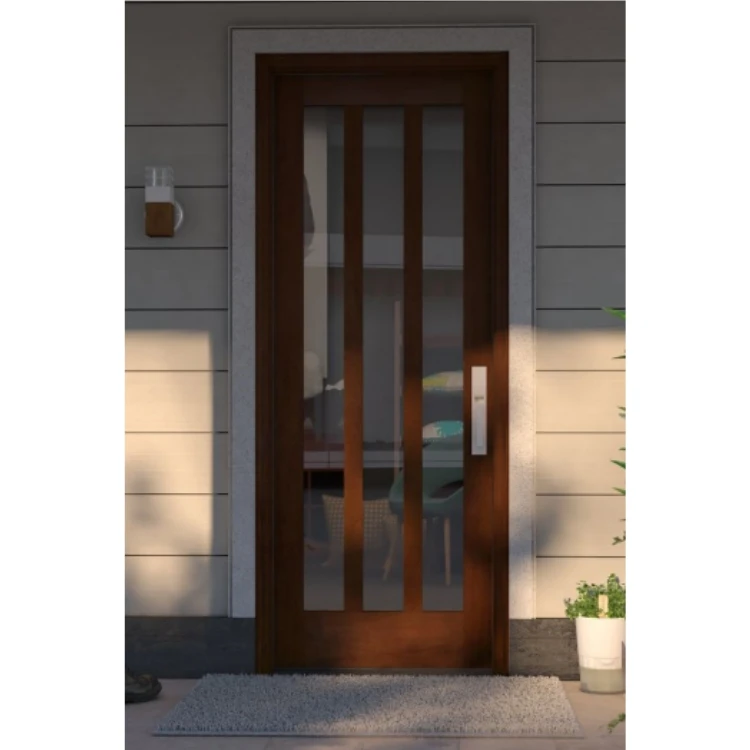 Canadian Latest Modern Interior Main Villa Barn Bedroom Solid Teak Wood Single Panel Door Designs Glass flat Designs for Houses