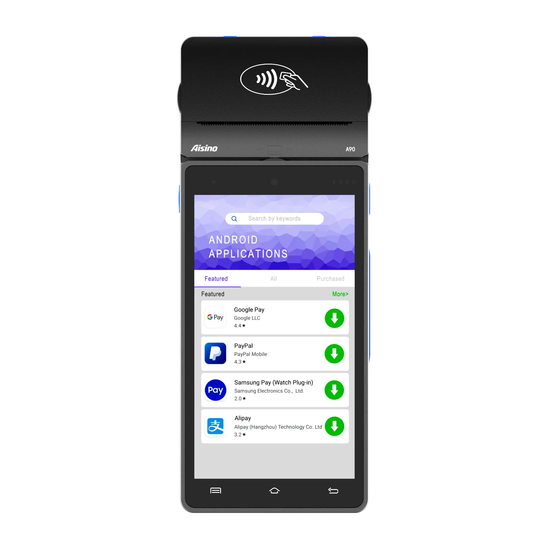 Aisino A90 5.5 inch Android Mobile POS Terminal Manufactures Handheld Touch Screen NFC POS Systems with Printer Payment