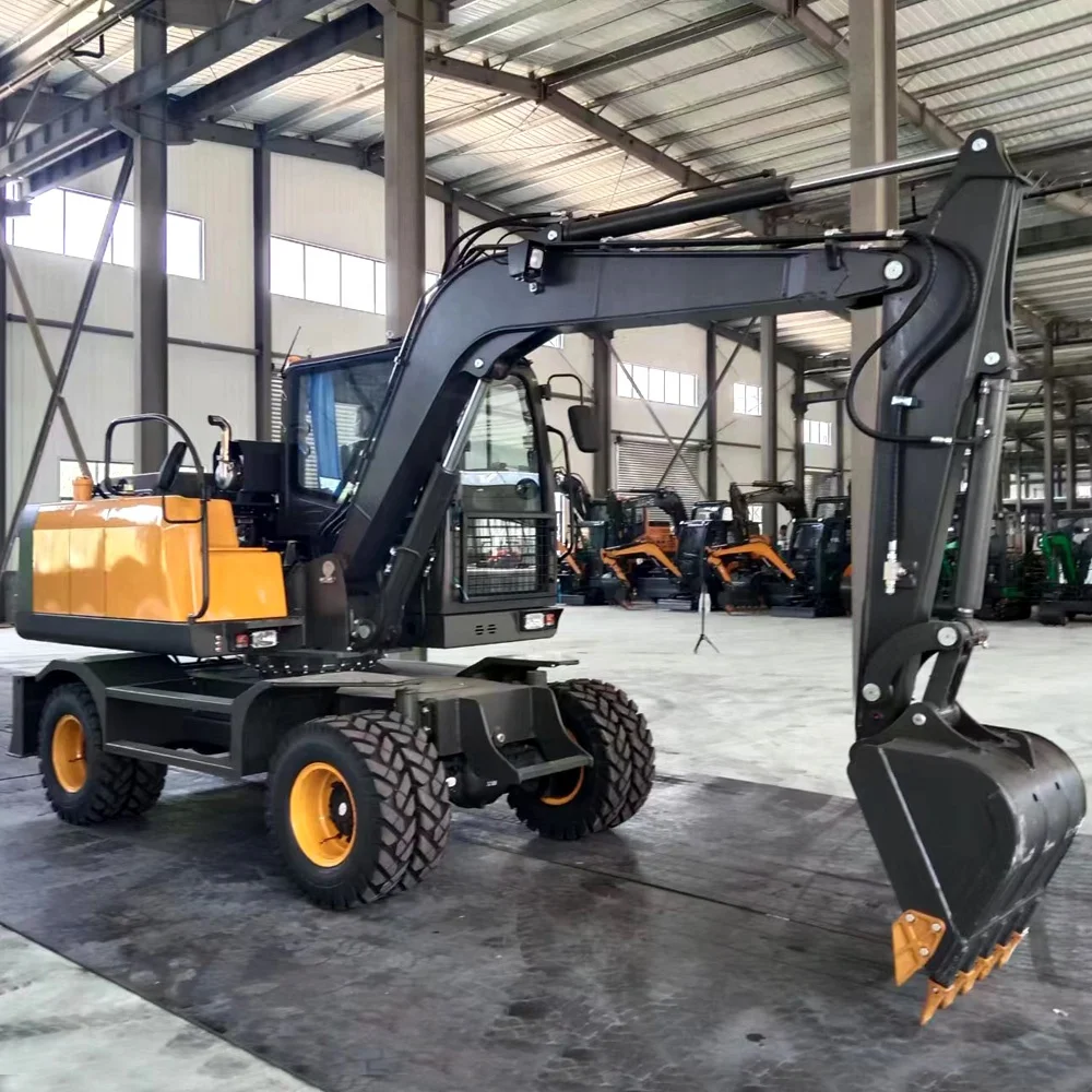 TOSH China Cheap 8 Ton Wheel Excavator Four-Wheel Drive Building Site For Sale