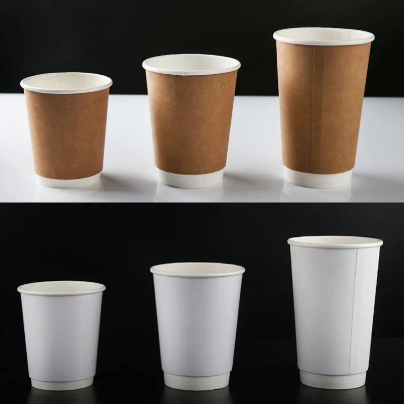 8oz 12oz 16oz Custom Logo Disposable Single Double Wall Paper Coffee Cups with Lids