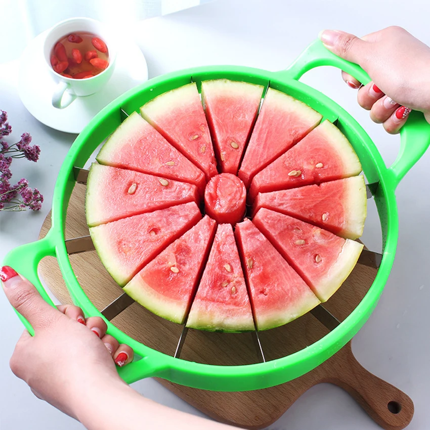 2 In 1 Stainless Steel Watermelon Fruit Slicer Round Water Melon Slicer C Fork Cutting Kitchen Gadgets Watermelon Slicer Knife