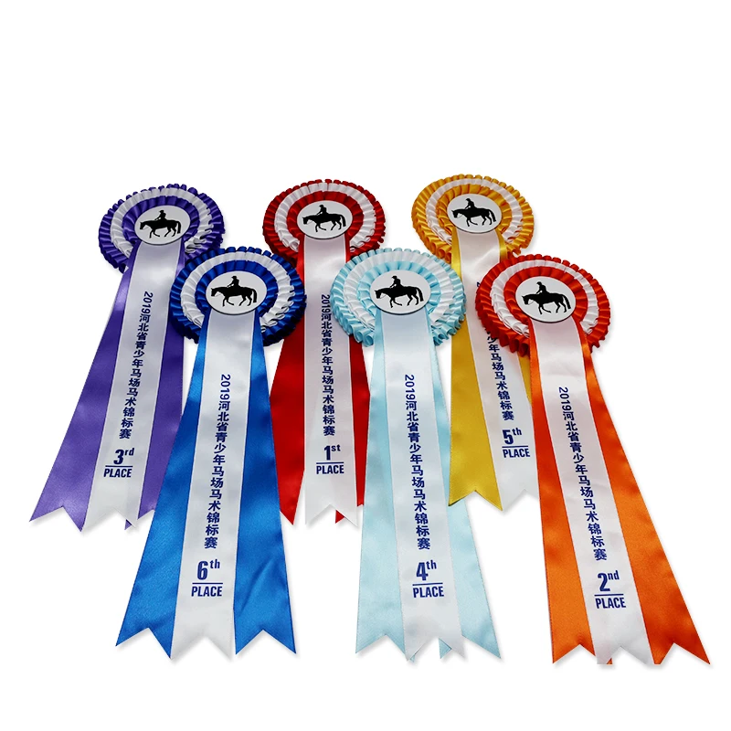 Customized Logo Award Ribbon Horse Rosettes