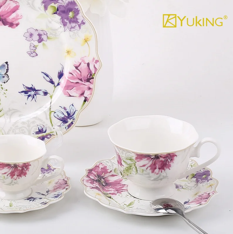 Factory Production Bird Plant Rose Flower Pattern Design Porcelain Tableware Set Factory Price Good Quality