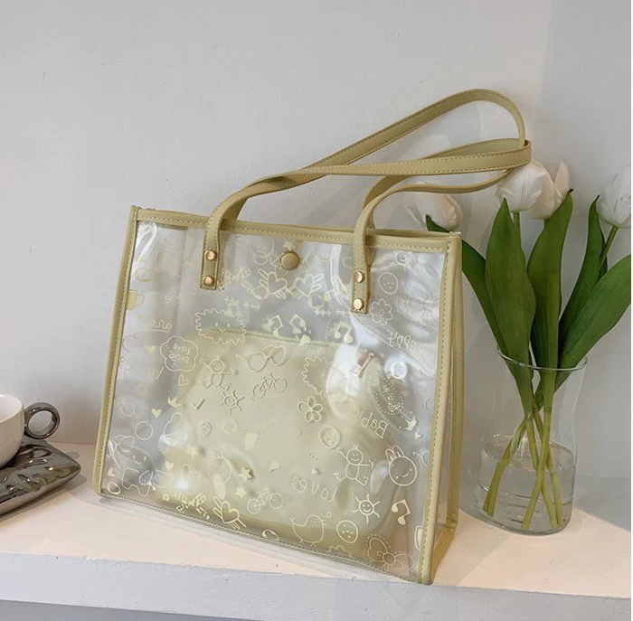 Custom Logo Large Capacity Transparent Women PVC Plastic Shoulder Bag handbags