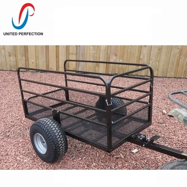 best price heavy duty low MOQ ATV Towed Trailer Mesh Dump Cart small farm tractor trailer with heavy loading