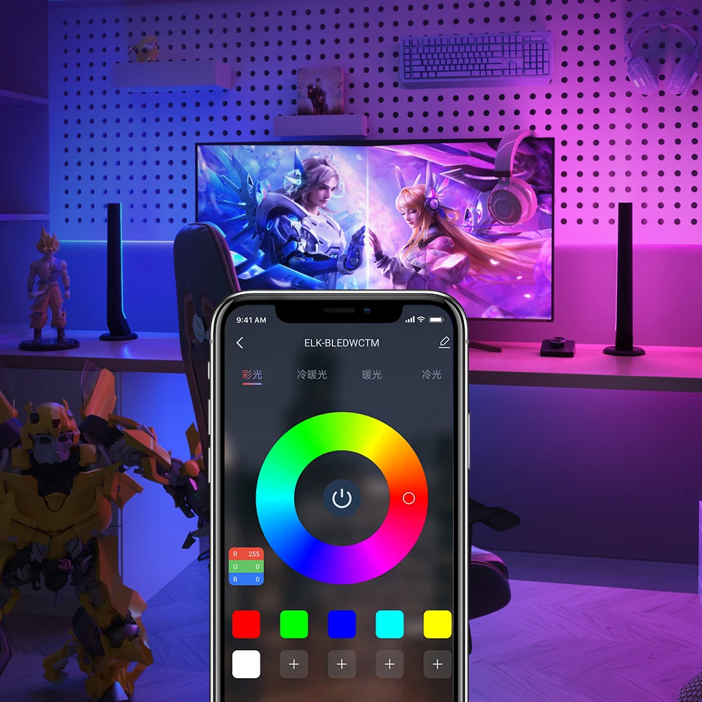 Banqcn 2PCS App Control Smart RGB Light Bar Gaming TV Backlight Color Changing Mood Light Music Sync for Room Decor