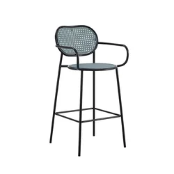 Casino Small Space Lounge Ergonomic Stackable Best Selling Restaurant Rattan High Metal Bar Stool Chairs