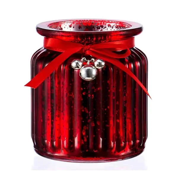 Candle Jar Empty Glass with Bamboo Lid Wholesale Colorful Print Handmade Silk Metal Cylinder