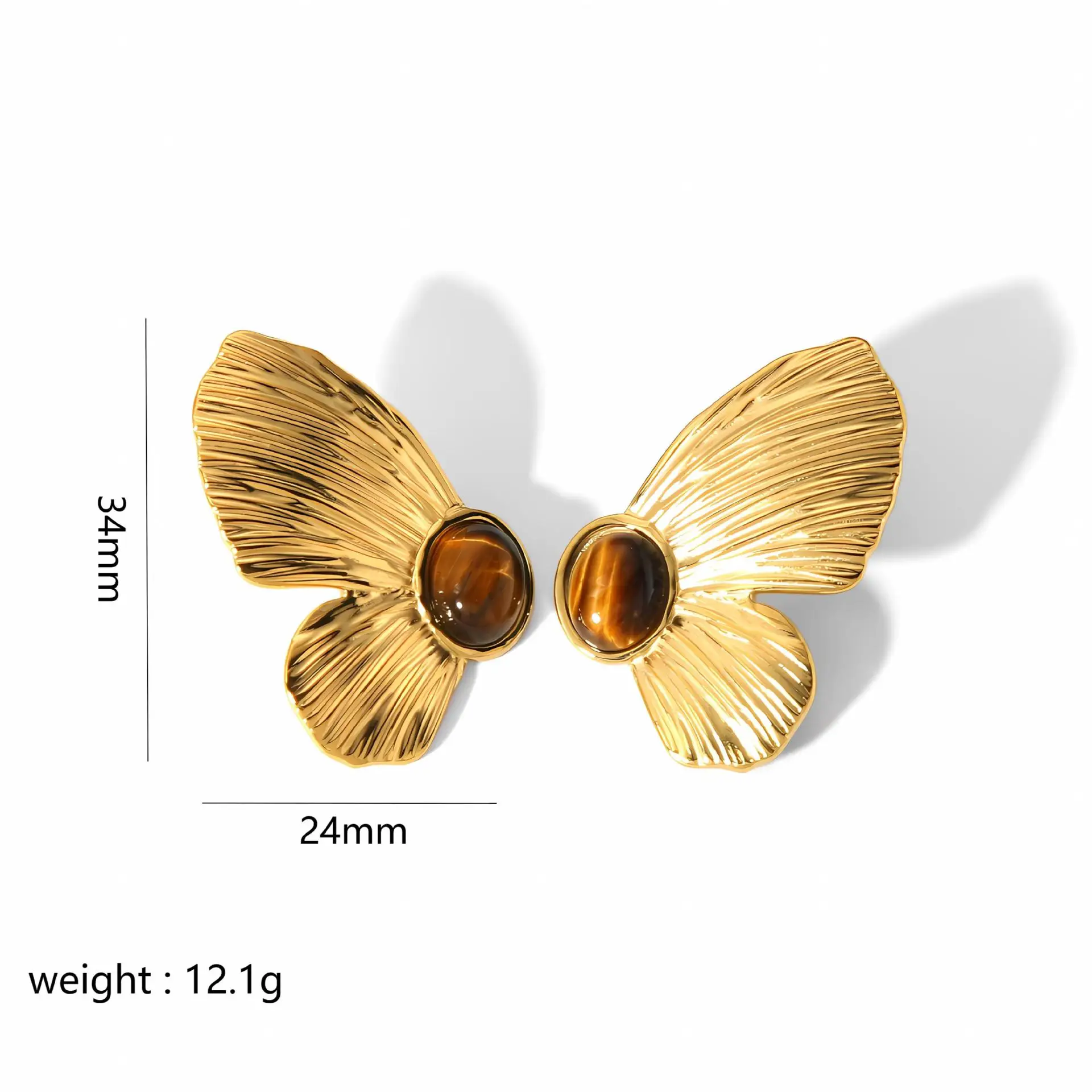 Luxury Statement Butterfly Earrings Sunflower Studs Flower Charms 18k Gold Plated Stainless Steel Stud Earrings for Women
