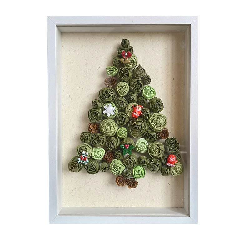 Creative home decor paper art picture frame painting handmade DIY napkin origami rose
