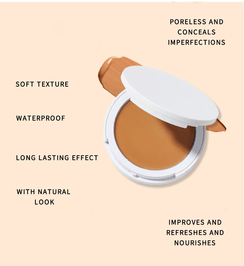 CC Cream Foundation Custom Logo Full Coverage Waterproof High Definition Concealer Foundation Cream Powder Foundation Makeup