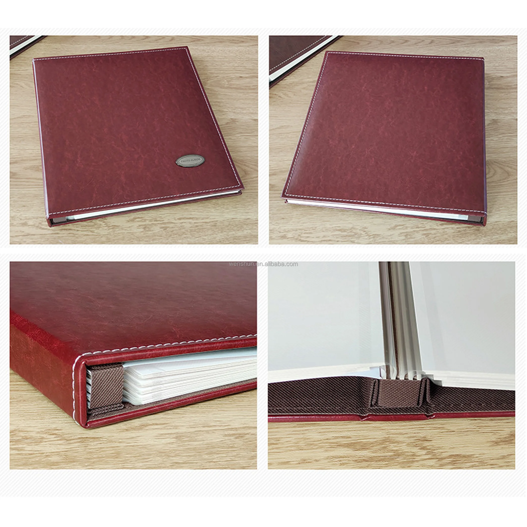 Custom Gift Leather Self Adhesive Slip in Photo Album for 100/200/300 Photos