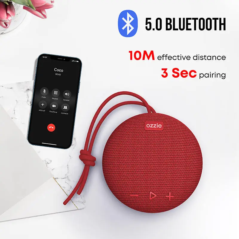 Портативный музыкальный аудиоплеер OZZIE 5 Вт настоящий беспроводной стерео Bluetooth динамик для душа Водонепроницаемый IPX7