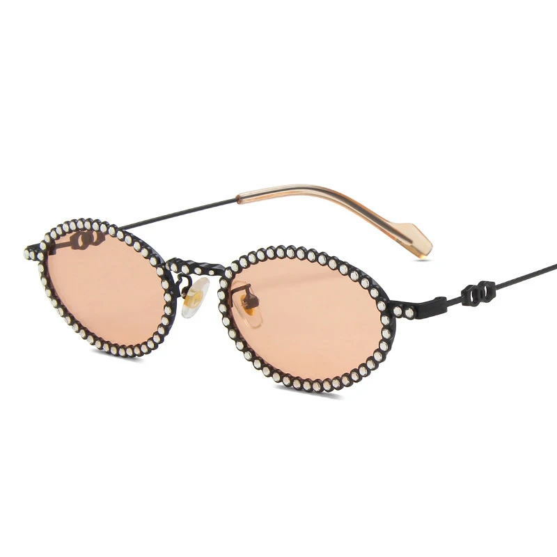 Full Diamond Oval Frame Sunglasses Spice Girls Photo Concave Shape Glasses With Diamond Sunglasses For Women