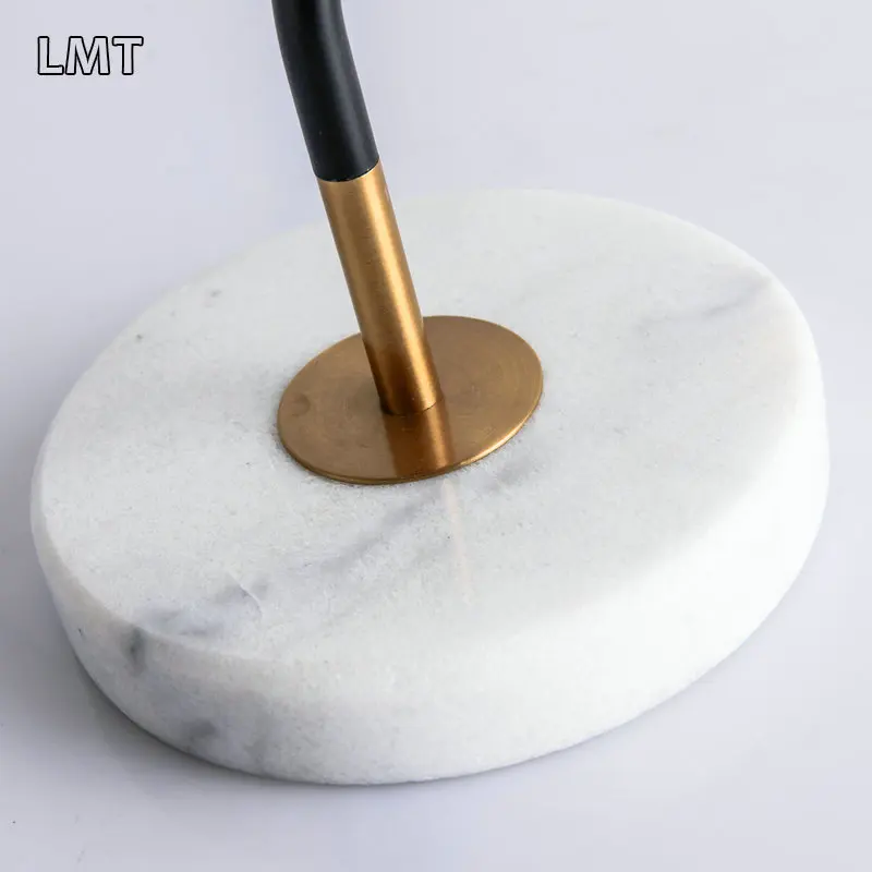 Home decor designers table lamps marble base study room desk lamp hotel bedside black gold luxury modern minimalist table lamp