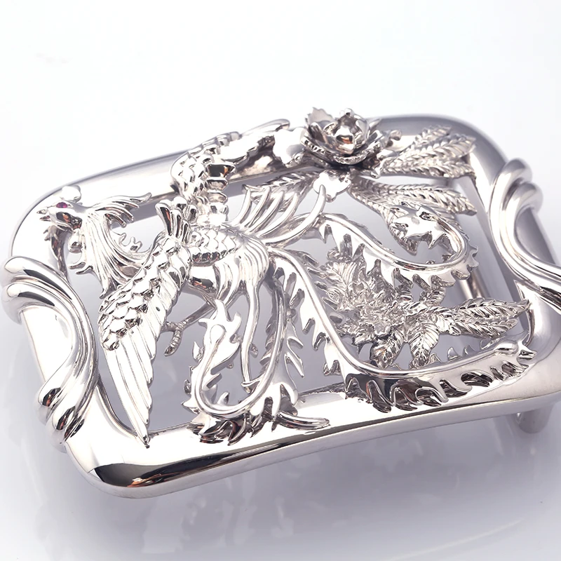 Wholesale Custom 925 Sterling Silver Chinese Phoenix Belt Buckle Men Retro Waist Buckle Women Metal Alloy Bronze Buckle Genuine