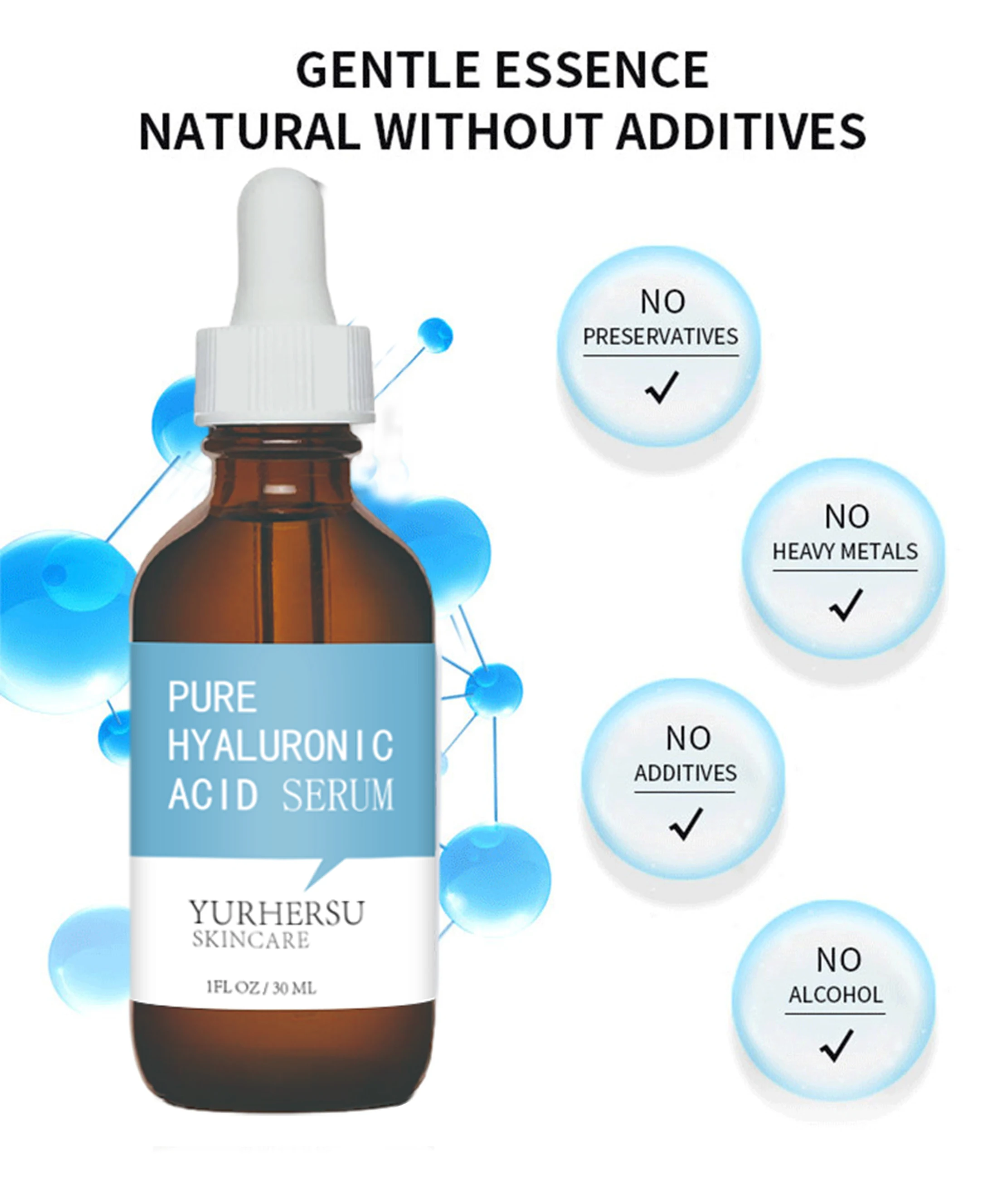 YURHERSU Private Label Skin Care Serum Hydra Moist Acne Removing Anti Aging Vitamin C Serum Peptides Hyaluronic Acid whitening S