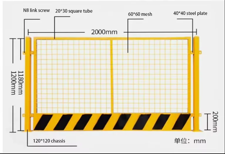 High Warning protective accident prevention foundation pit fence of buildings under construction Foundation pit guardrail