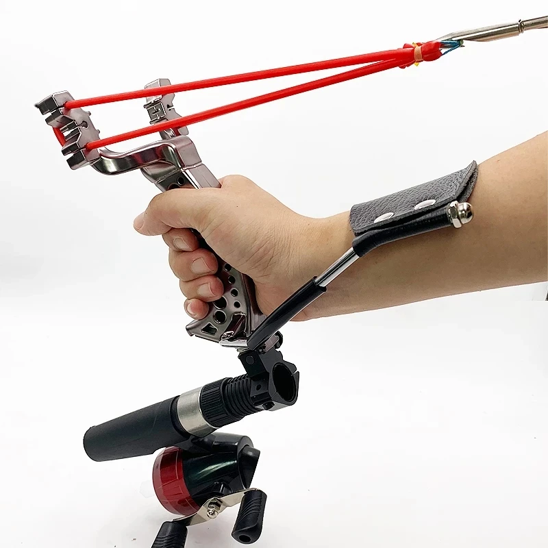 Professional Outdoor Equipment New Alloy Slingshot Shooting Fishing Dart Hunting Paintball Reel Rest Catapult