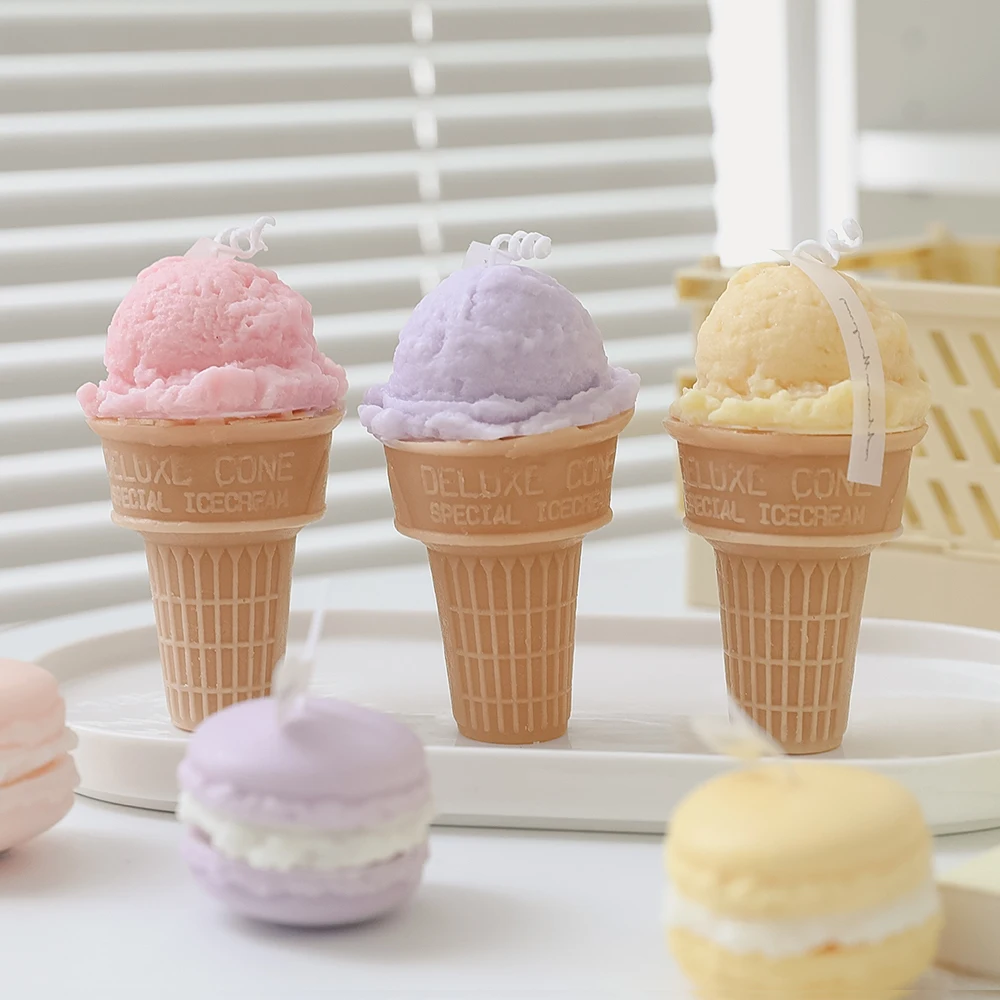 Wedding or Party Gifts 6 Colors for Selection Hand scooped Ice Cream Cone Fragrance Candle Aroma candles