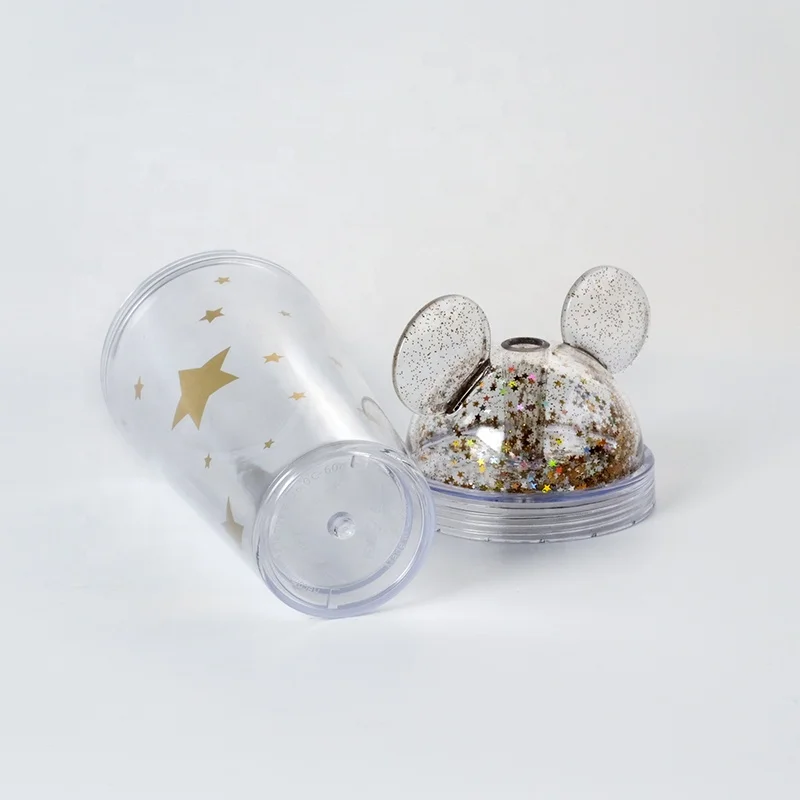 
Girlwill Mickey ear double-layer glitter sippy cup, supports customized logos and OEM/ODM, can be used in stores and supermarket 