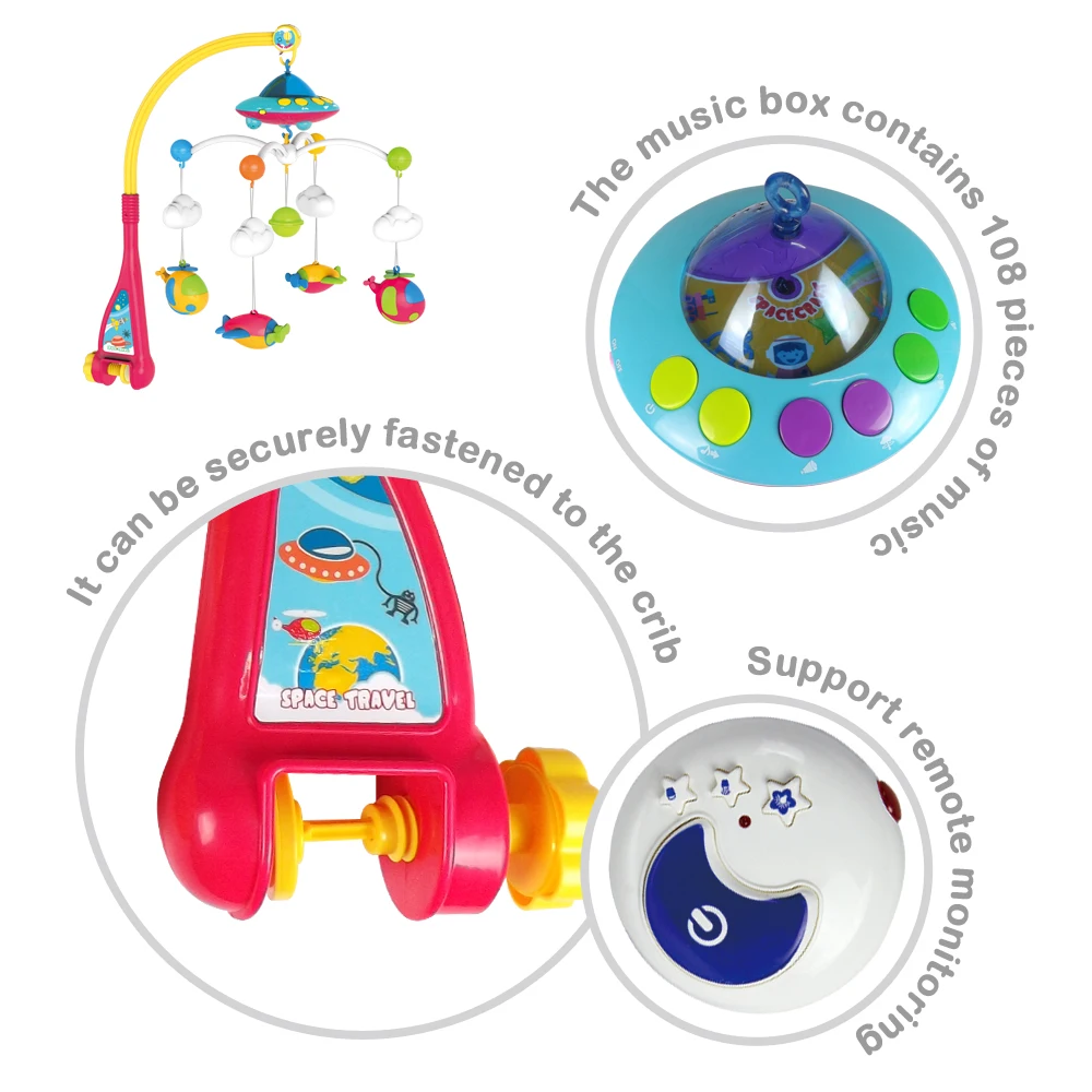  Детский многофункциональный музыкальный Колокольчик для кроватки подвесные Мобили с проекцией сна