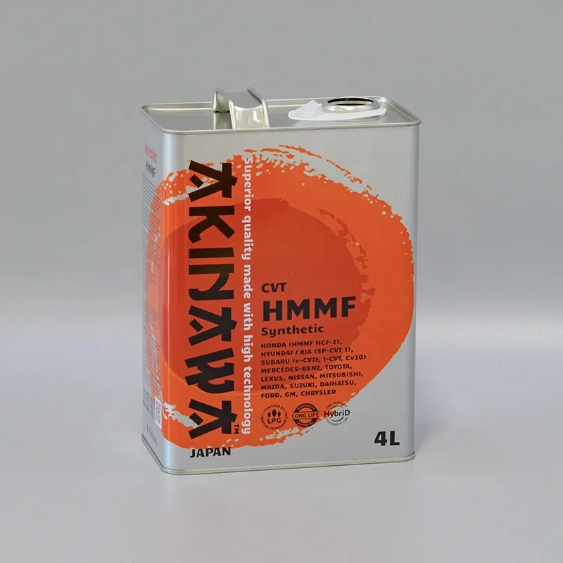 5W30 Customized 4L Motor Oil Can with Metal Squeeze Cap and Spout 4 Liters Square Tin Can Engine Oil Tank China Factory