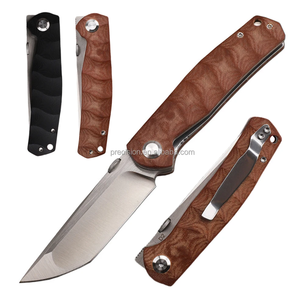 Оптовая продажа нож Tanto Blade D2 для наружного использования с высокой твердостью Ножи EDC спасательный тактический складной карманный ручкой Micarta