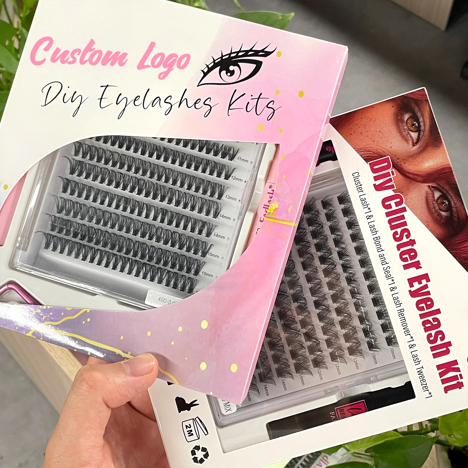 New coming 20D 30D 40D effect private label Individual Cluster Lashes Natural DIY Promade Heat Bonded Eyelash Extension