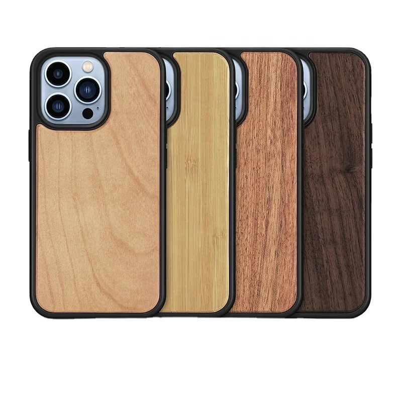 Custom engravable blank Natural Wood Layer clear TPU wood phone case cover for iphone 13 pro