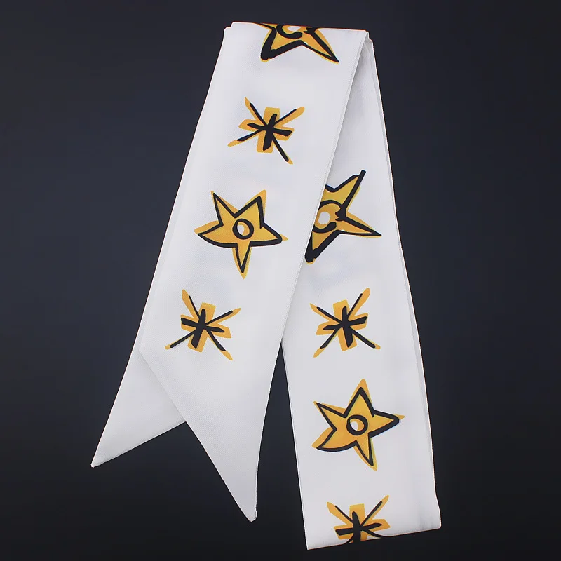 Five-pointed Star Printed Woman Tarot Imitated Silk Hair Band Bag Warps Wristband Scarf