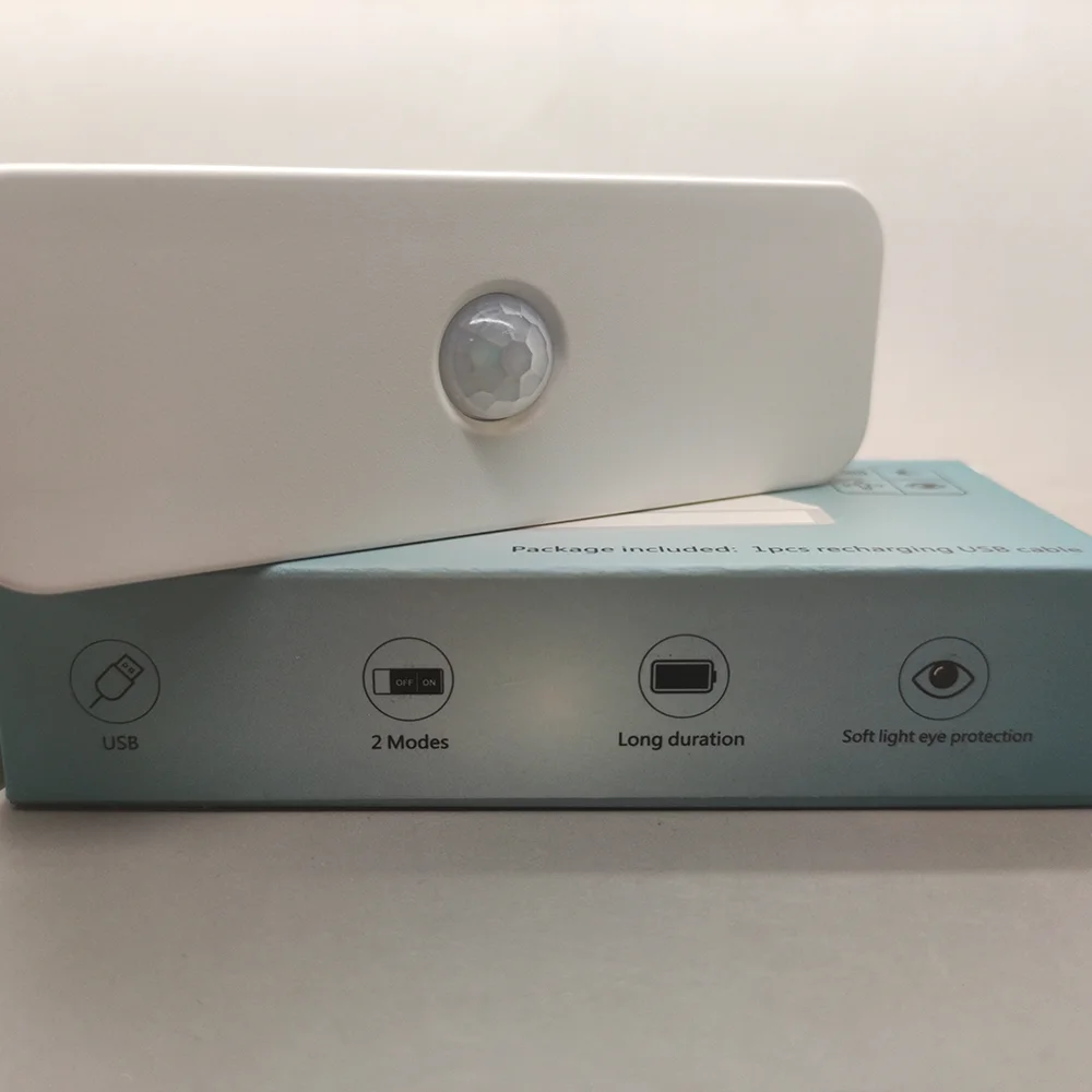 Plastic Body PIR Motion Sensor and Light Sensor USB Rechargeable Automatic Induction LED Night Light