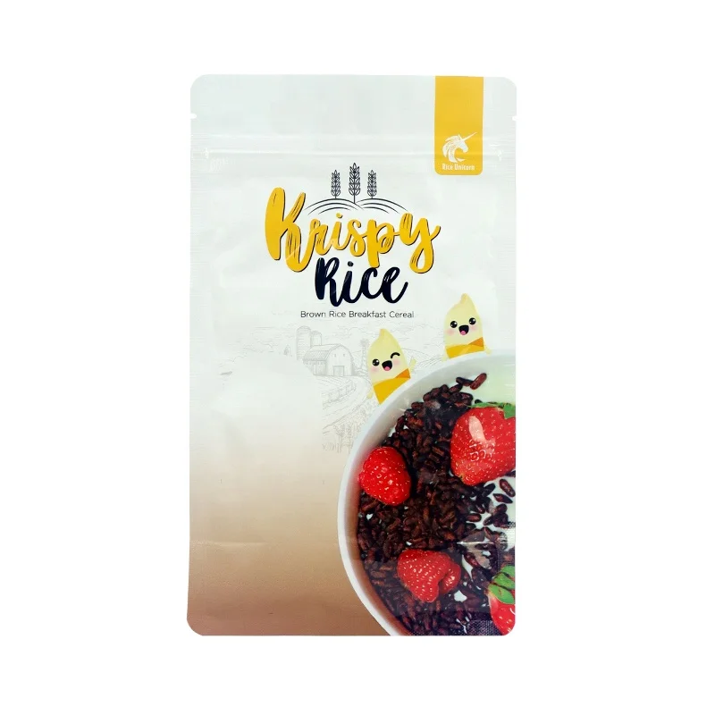 Custom logo oatmeal wheat Flour flakes packing plastic bags Gold foil Aluminum foil Flat Bottom Bag with zipper