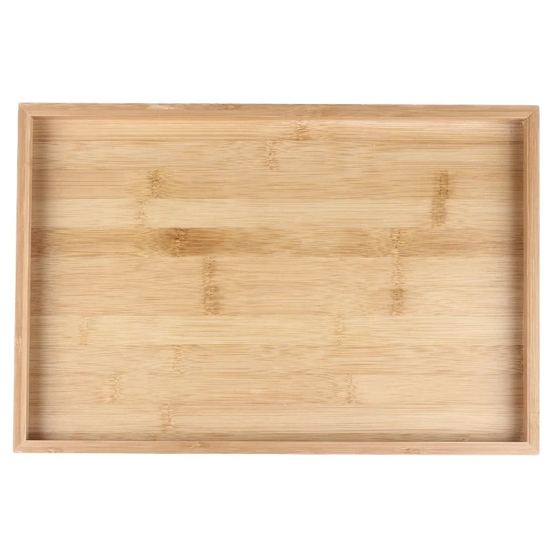Large Bamboo Serving Tray Rectangular Fruit Bread Hotel Serving Dish Decorative Coffee Tea Platter Dinnerware Cake Plate