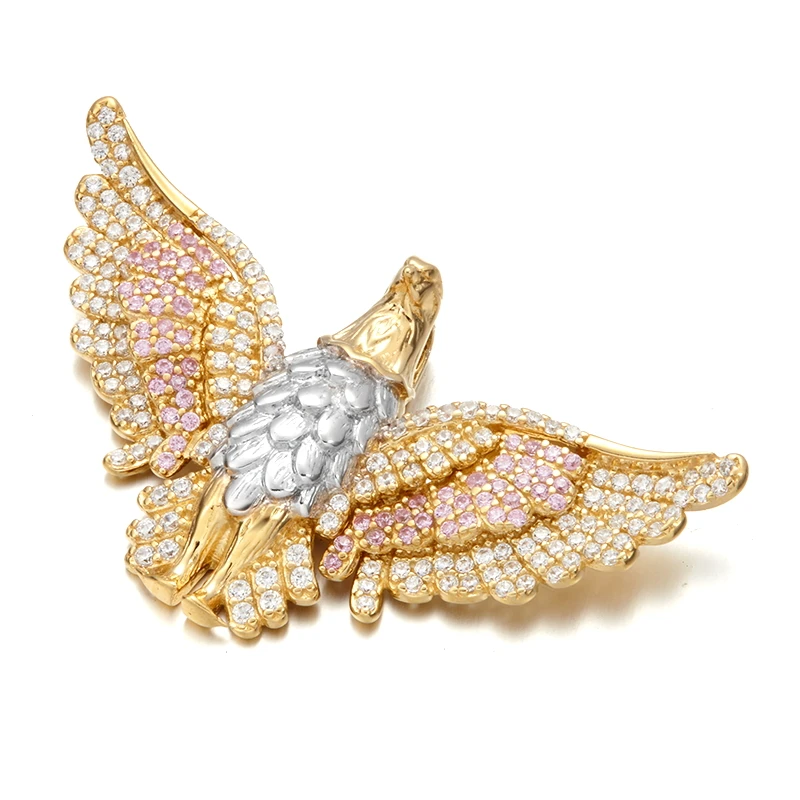 18K Gold Plated Eagle Charms Shiny Zircon Jewelry Pendant For Men Women Gift