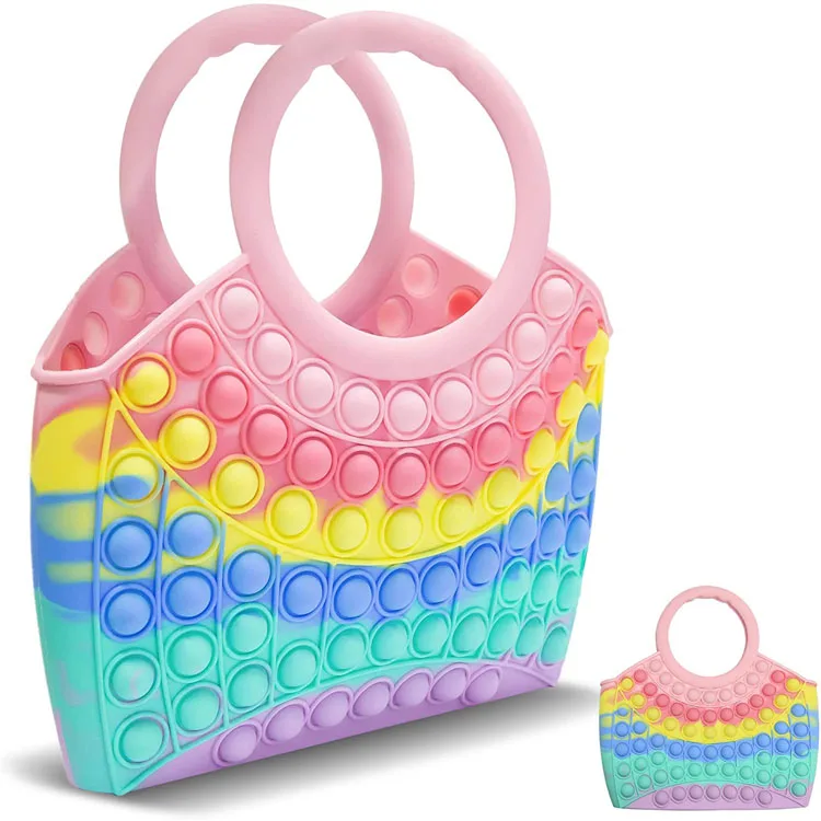Large Capacity Silicone Waterproof Fidget Tote Bag Shoulder Bag Girls Ladies Travel Beach Hand Bag