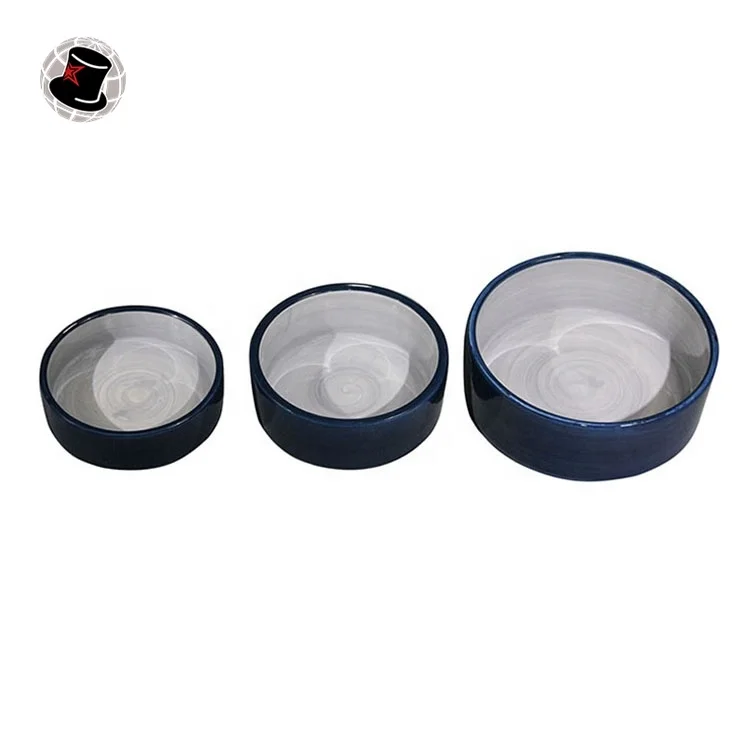 Dark Blue Pet Feeder Ceramic Dolomite Material Dog Plate  4 style pet cat bowl dog feeder  ceramic good pet water fountain