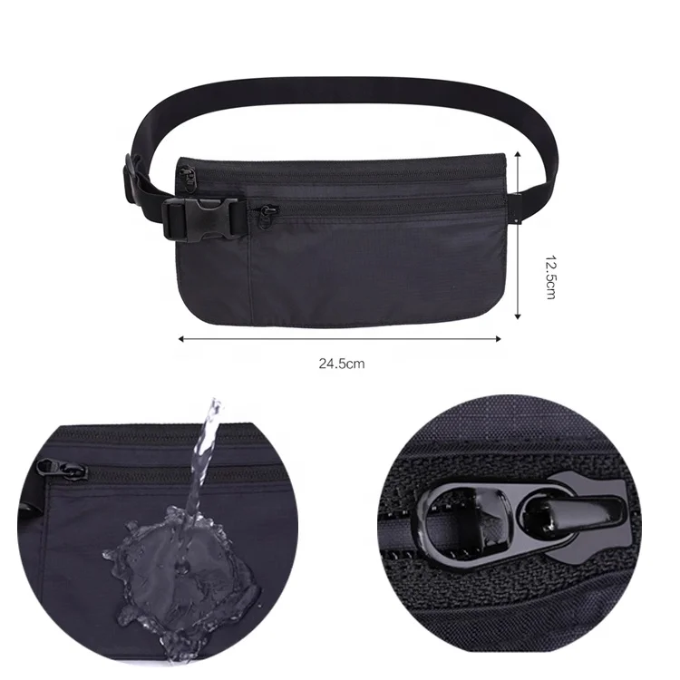 Lightweight travel polyester passport holders promotional portable belt purse fanny pack waist bag