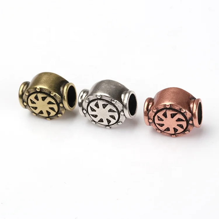 Supply Antiqued Silver Large hole The wheel Spacer Beads for men bracelet jewelry making