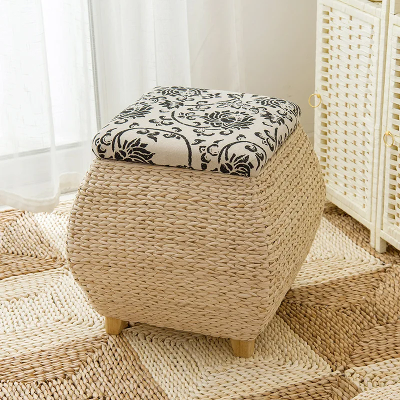 
Hot sale new design storage Ottoman Bench rattan pouf stool 