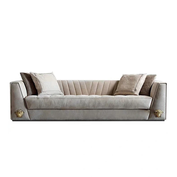 luxury custom furniture genuine leather modern armchairs lounge living room furniture versaces sofa