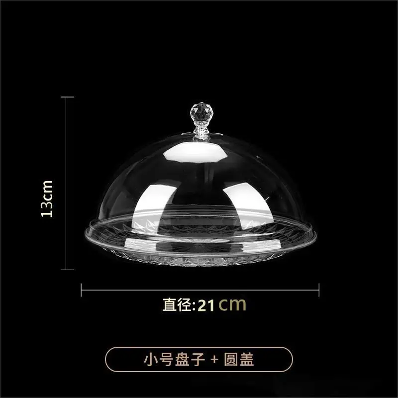 Fruit Tray Cover Transparent Acrylic Plastic Round Food Dust Cover Snacks Display Dessert Serving Tray Rack Tableware