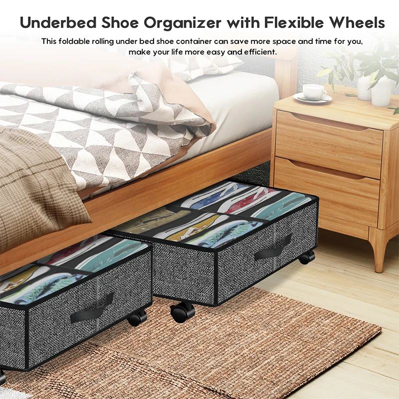 Under-Bed Storage Master and Innovative Organizer The Shoe Rack with Wheels for Your Closet 2 Pack
